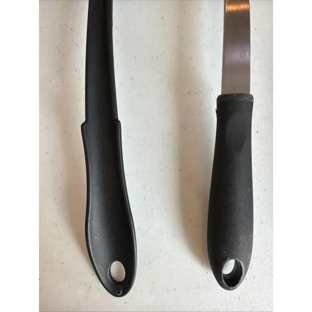 kitchen lot 4 Pc Black Nylon Plastic Utensils Spatula Spoons Ladle pasta slotted